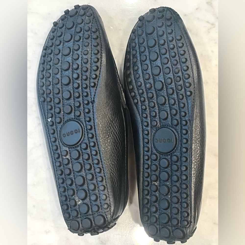 Gucci Leather Drivers, web& horsebit accents, black, silver, M8/W10, EUC - Picture 9 of 15